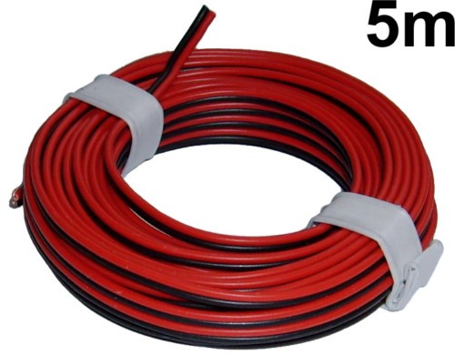 Litze adrig rot schwarz - 5m, 2-adrig