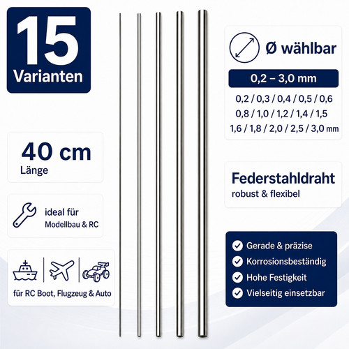 Federstahldraht 40cm modellbau - federstahldraht,